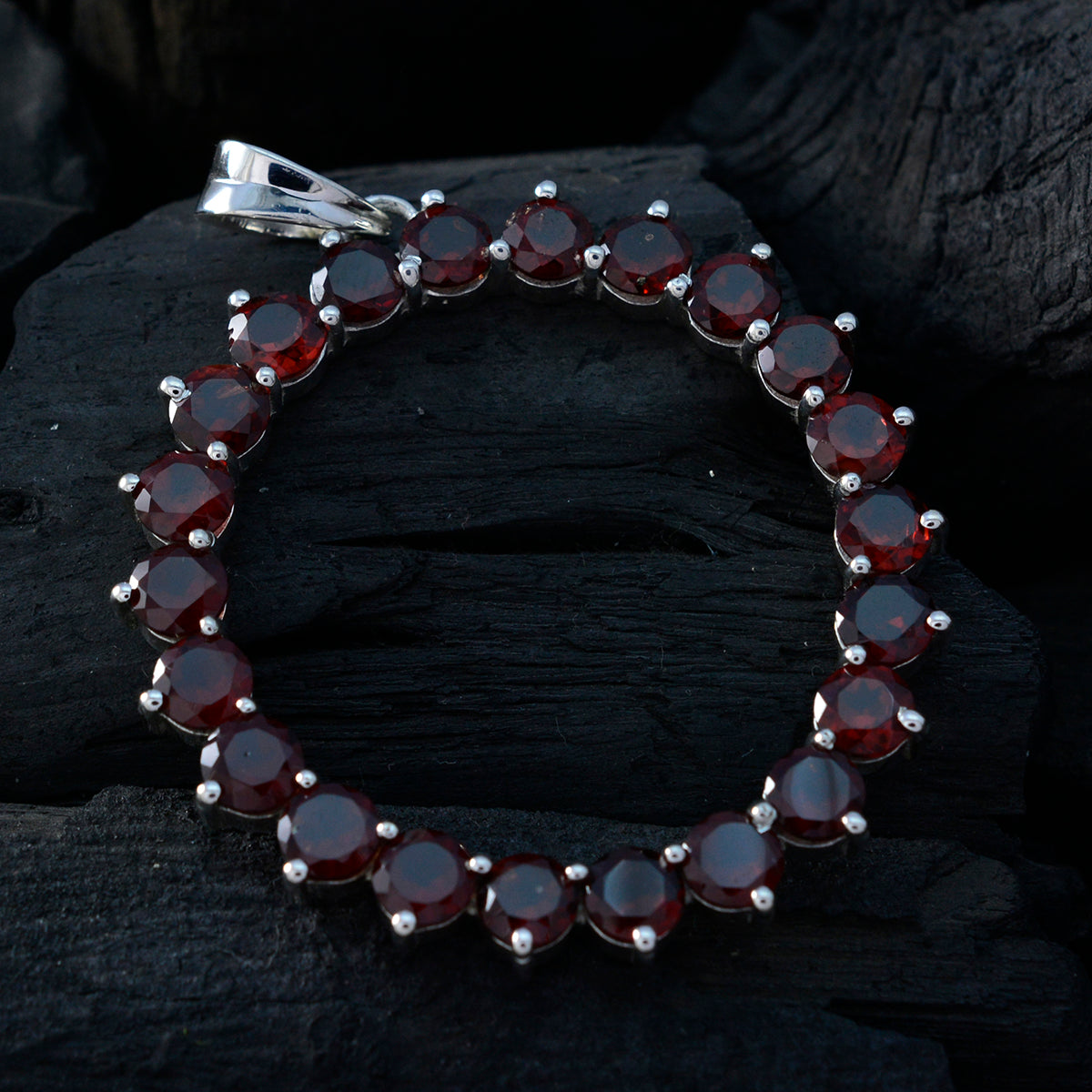 Garnet Essential Mexican 92.5 Silver multiple Fernanda Bubble Red Pendant Jewellery