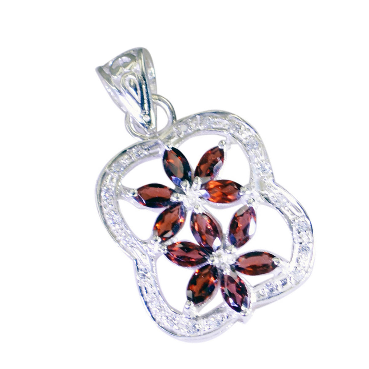 Garnet Eye-catching Indian 92.5 Silver multiple Ananya valentine Red Pendant Jewellery