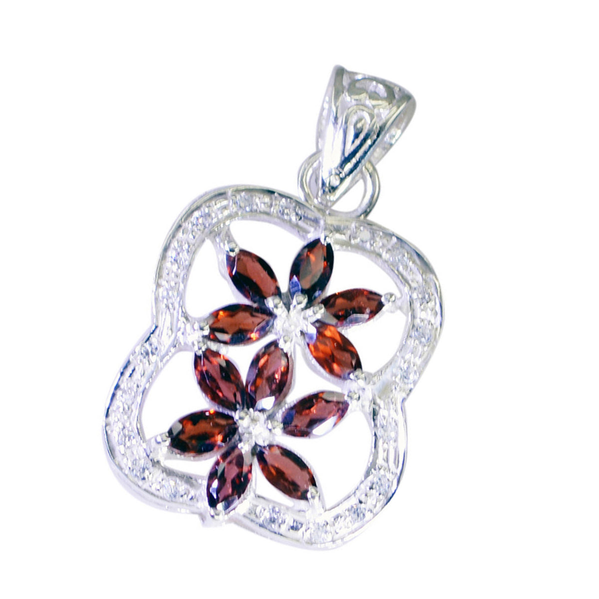 Garnet Eye-catching Indian 92.5 Silver multiple Ananya valentine Red Pendant Jewellery