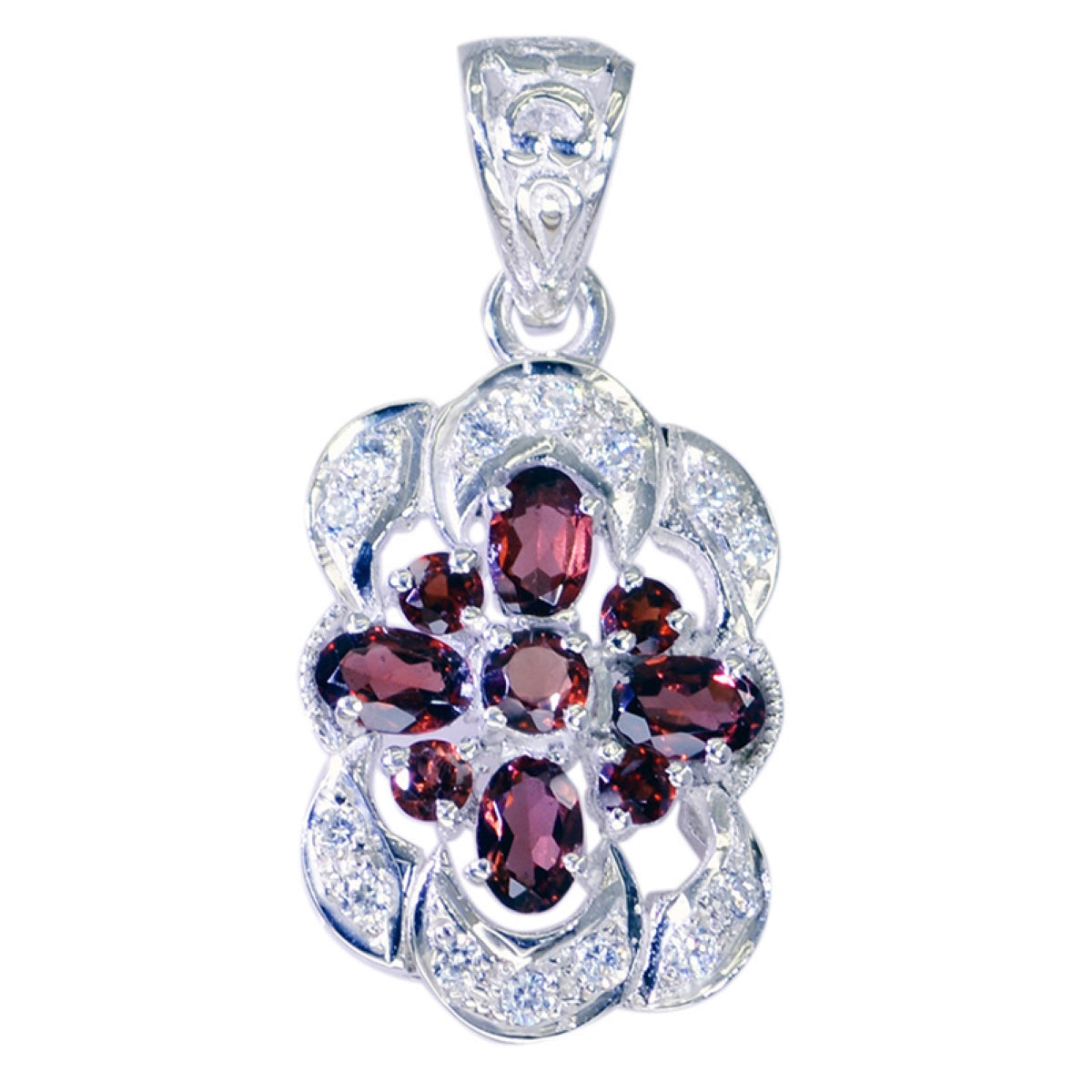 Garnet Classic Indian 92.5 Silver multiple Red Pendant Immagine principale del prodotto