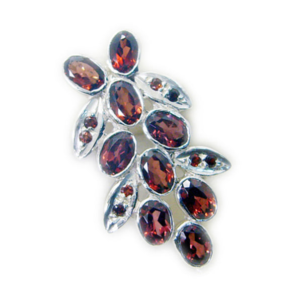 Pendentif Olivia glamour rouge en argent africain essentiel avec grenat