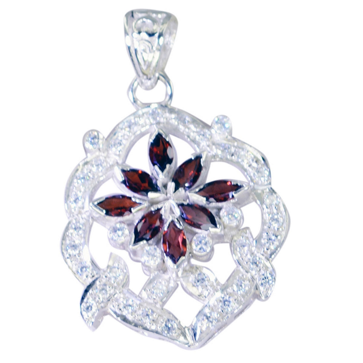 Garnet Statement African Silver multiple Red Pendant