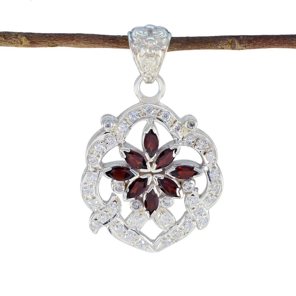 Garnet Statement African Silver multiple Scarlett Cocktail Red Pendant Jewelry