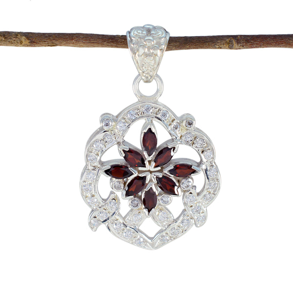Garnet Statement African Silver multiple Scarlett Cocktail Red Pendant Jewelry