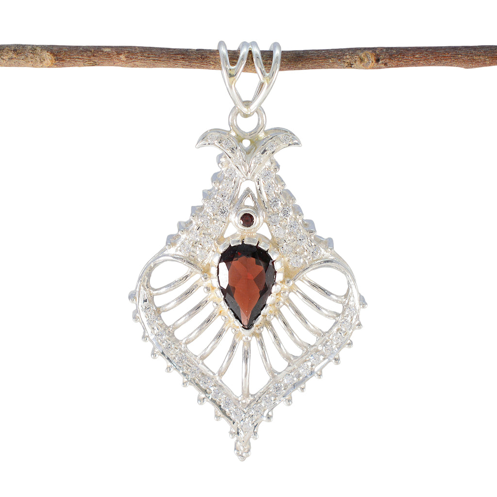 Garnet Edgy Australian 925 Silver multiple Red Pendant