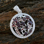Garnet Statement Indian 92.5 Silver multiple Liyana Engagement Red Pendant Jewellery
