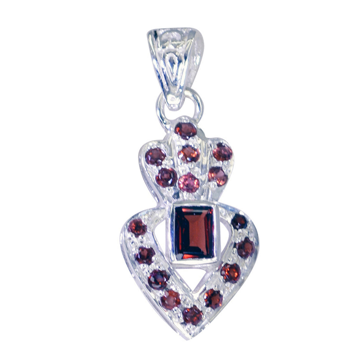 Garnet Featherlight Middle Eastern Sterling Silver multiple Red Pendant Hoofdafbeelding
