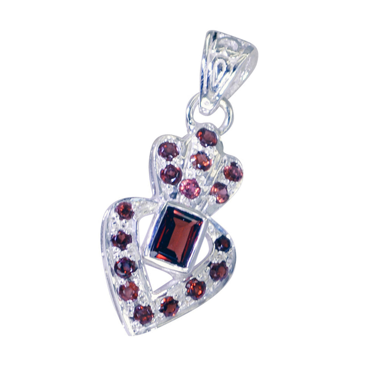 Garnet Featherlight Middle Eastern Sterling Silver multiple Ana Luxurious Red Pendant Jewellery