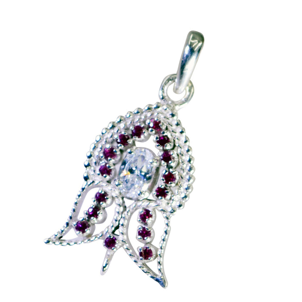 Garnet Eye-catching Indian Silver multiple Dewi Engagement Red Pendant Jewelry