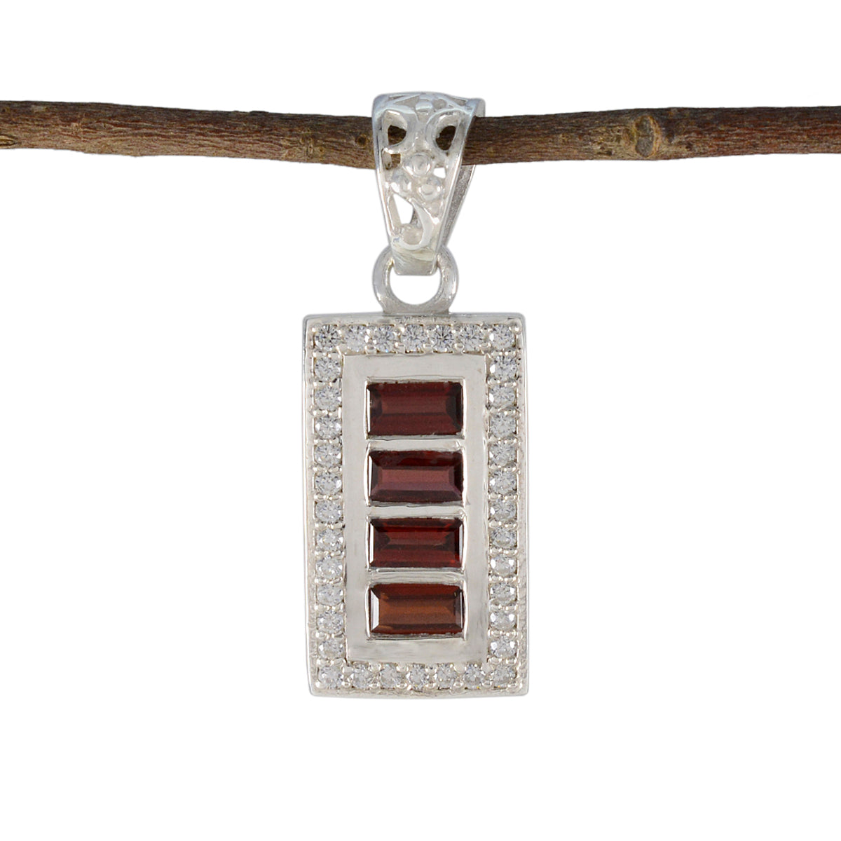 Garnet Featherlight African Sterling Silver multiple Red Pendant