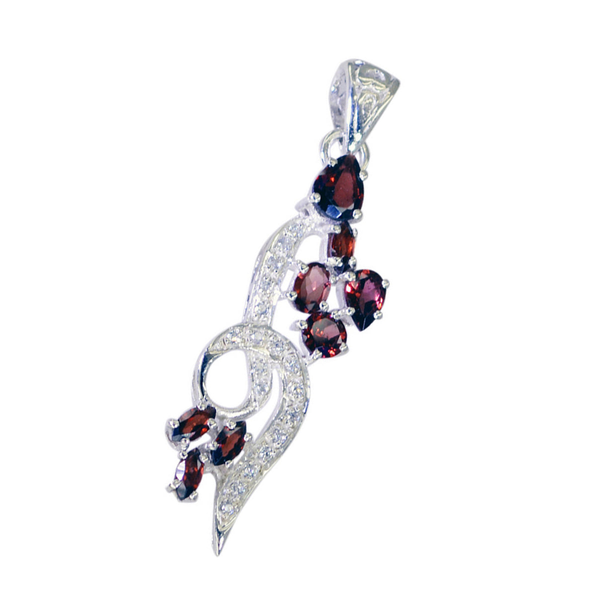 Garnet Classic Indian Silver multiple Putri Engagement Red Pendant Jewelry