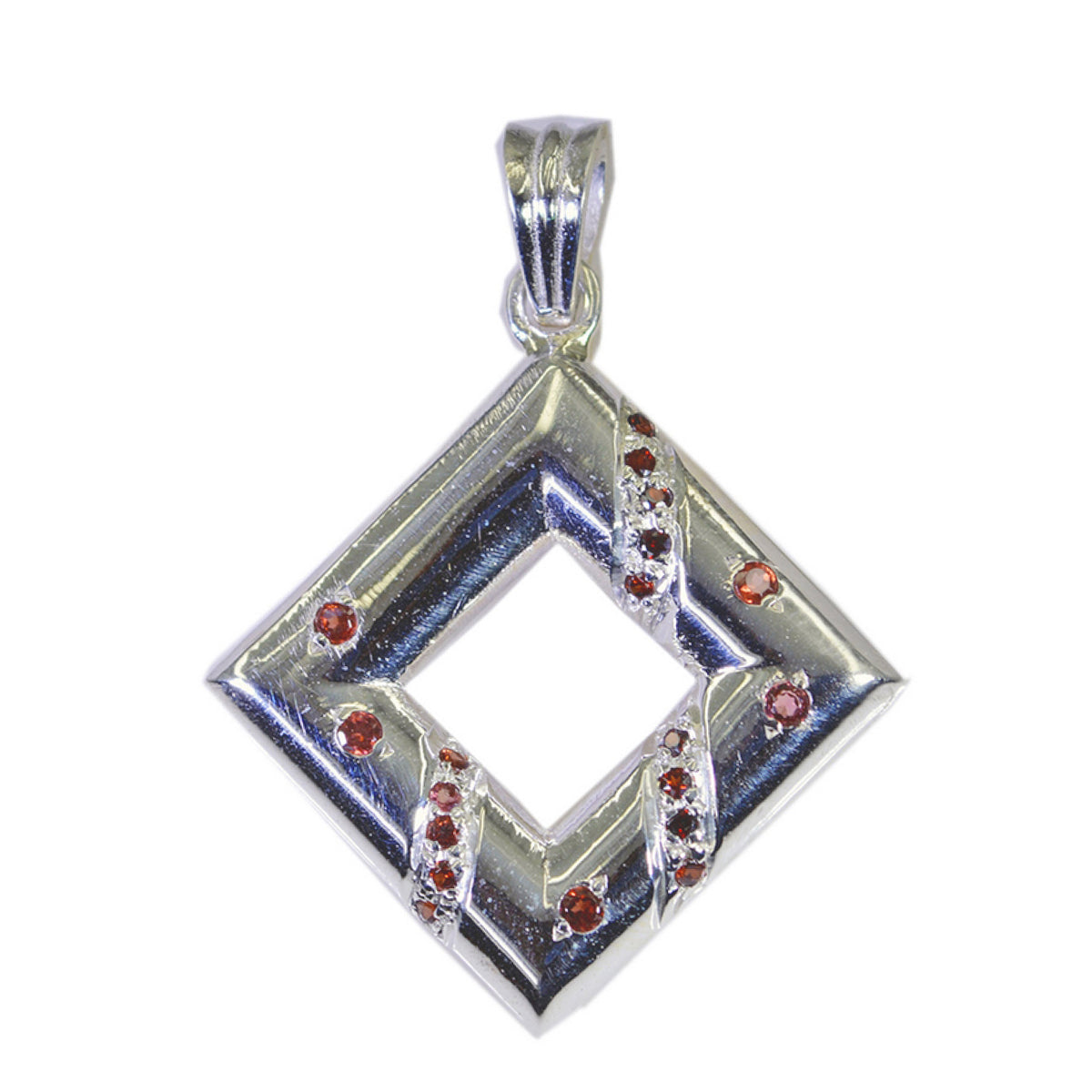 Garnet Tiny Middle Eastern 925 Silver multiple Red Pendant メイン画像