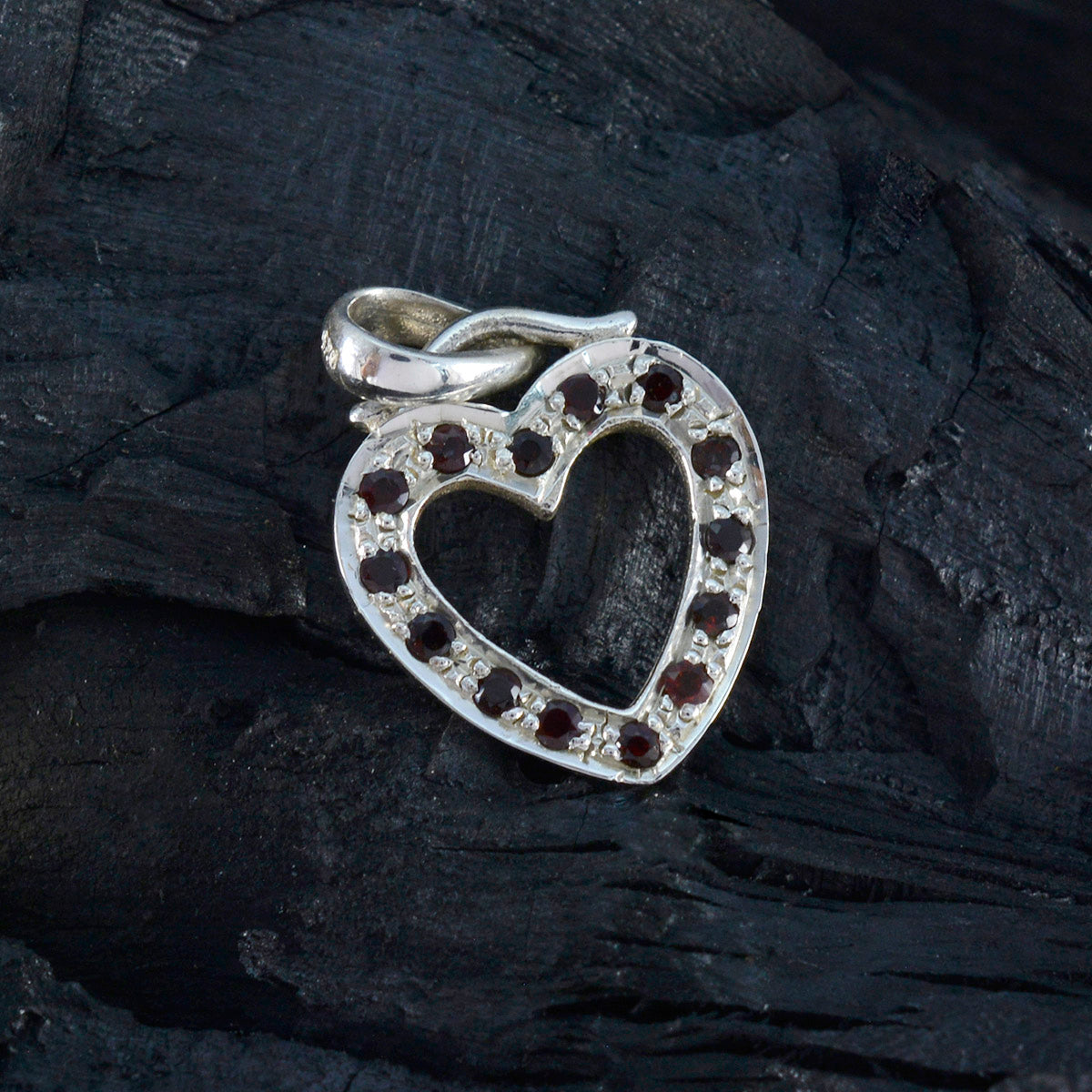 Garnet Delicate Indian Sterling Silver multiple Meera valentine Red Pendant Jewellery