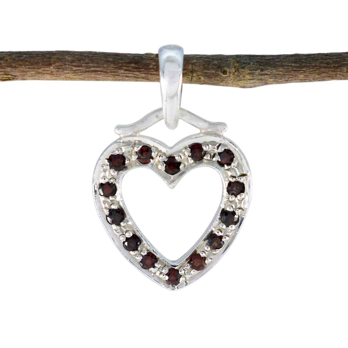 Garnet Delicate Indian Sterling Silver multiple Red Pendant Главное изображение товара