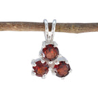 Garnet Delicate Russian Silver Trilogy Red Pendant