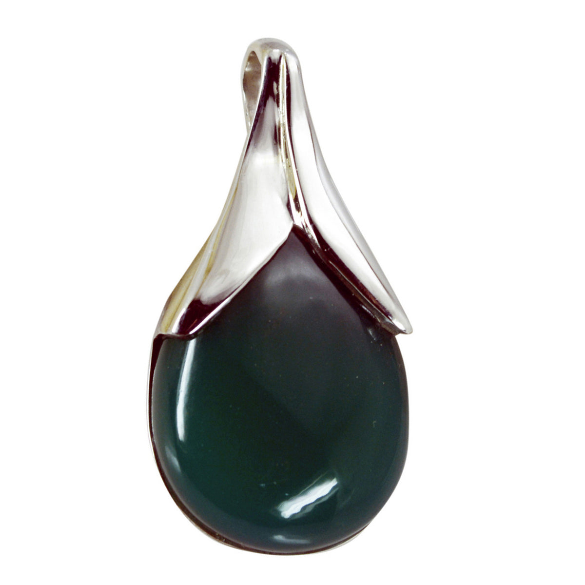 Green Onyx Eye-catching Russian 92.5 Silver Solitaire Green Pendant Hoofdafbeelding