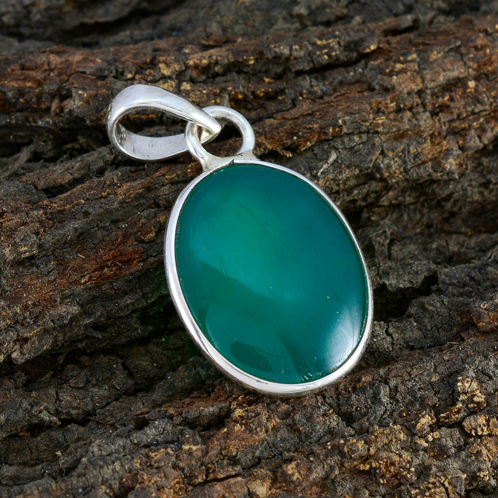 Groene Onyx Klassieke Turkse Zilveren Solitaire Scarlett Propsel Groene Hanger Sieraden