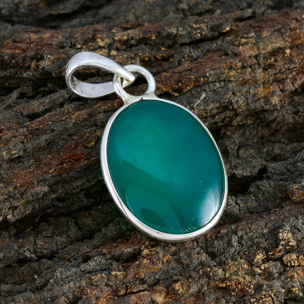 Groene Onyx Klassieke Turkse Zilveren Solitaire Scarlett Propsel Groene Hanger Sieraden