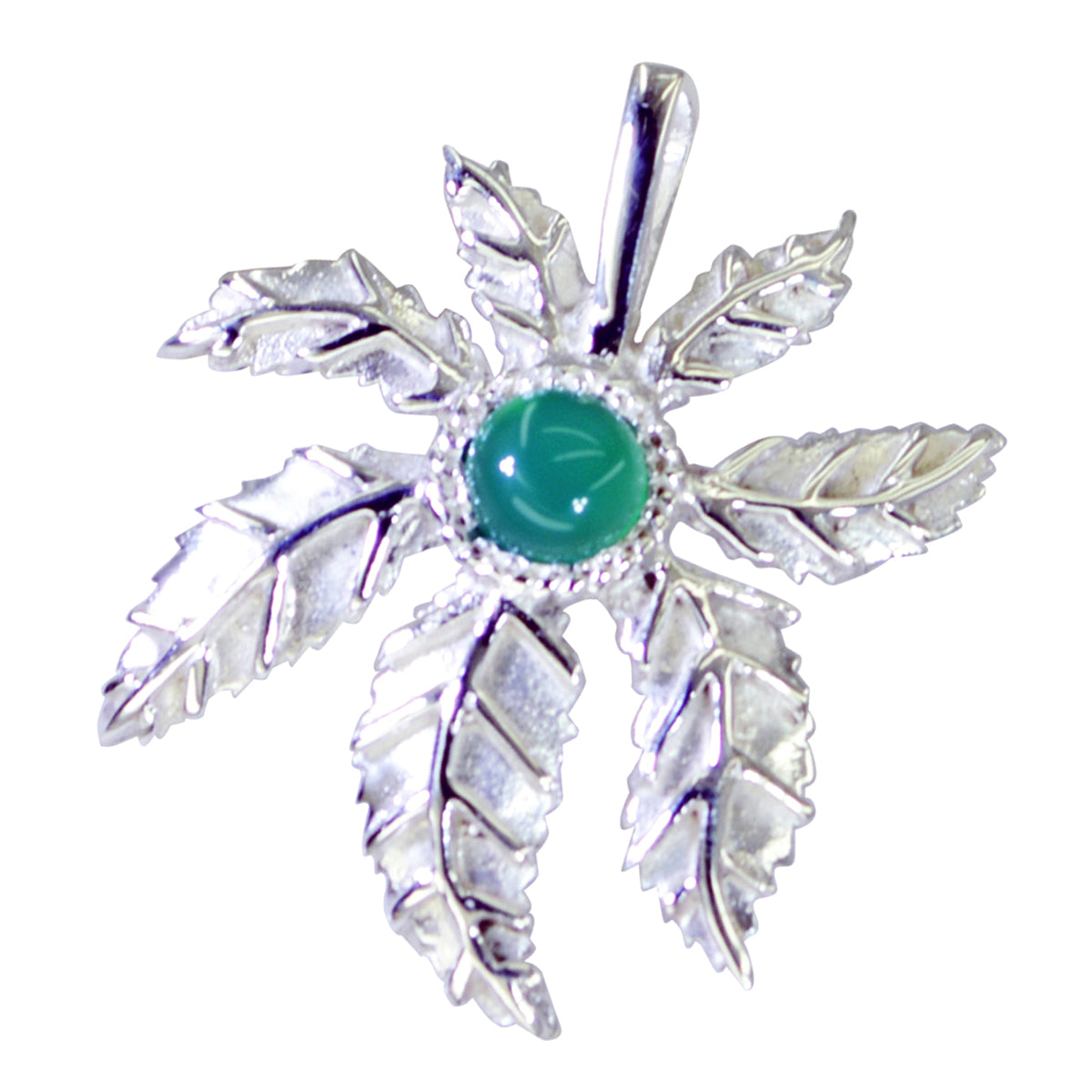 Pendentif solitaire en argent italien et onyx vert Lorena Cocktail Green