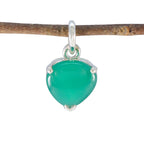 Green Onyx Delicate French 925 Silver Solitaire Green Pendant
