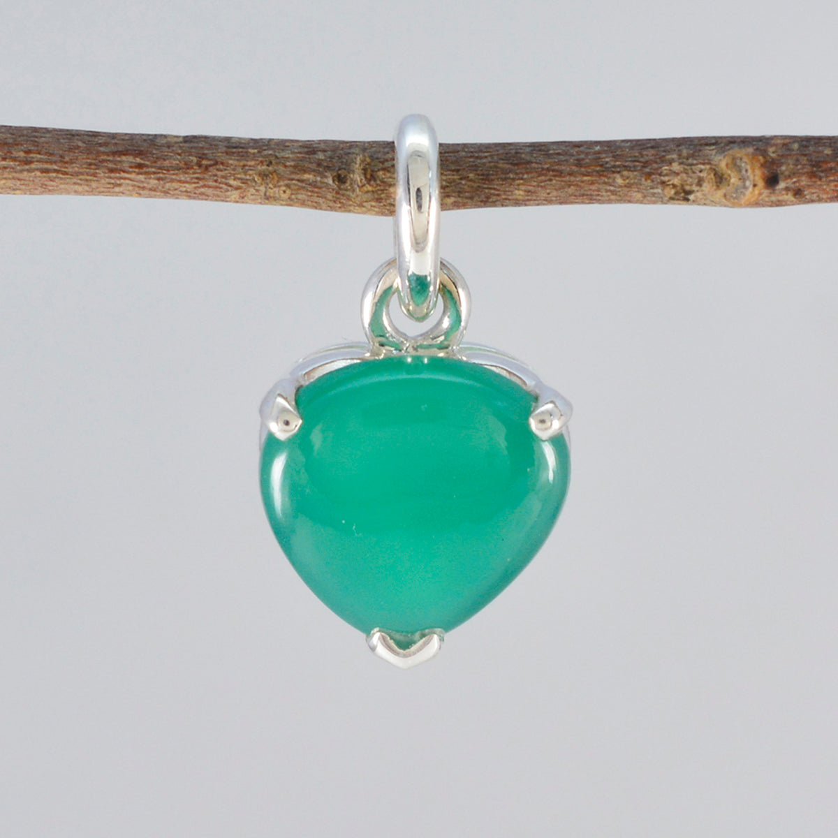 Green Onyx Delicate French 925 Silver Solitaire Fernanda Romantic Green Pendant Jewelry