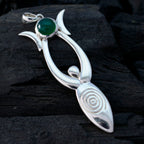 Green onyx Tiny Italian 925 Silver Solitaire Ella Abstract Green Pendant Jewelry