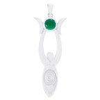 Green onyx Tiny Italian 925 Silver Solitaire Green Pendant