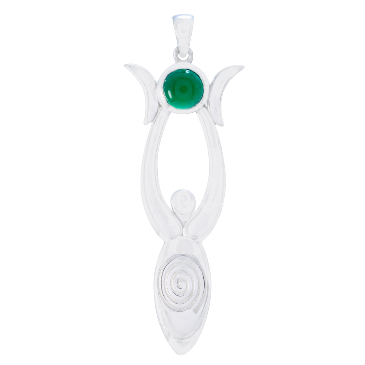Green onyx Tiny Italian 925 Silver Solitaire Green Pendant