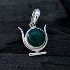 Green Onyx Delicate Italian 925 Silver Solitaire Kennedy Luxurious Green Pendant Jewelry