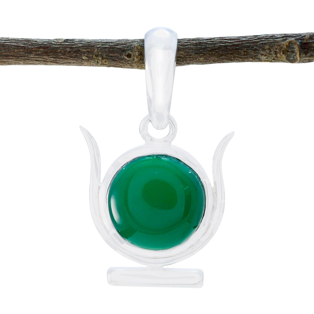 Green Onyx Delicate Italian 925 Silver Solitaire Green Pendant
