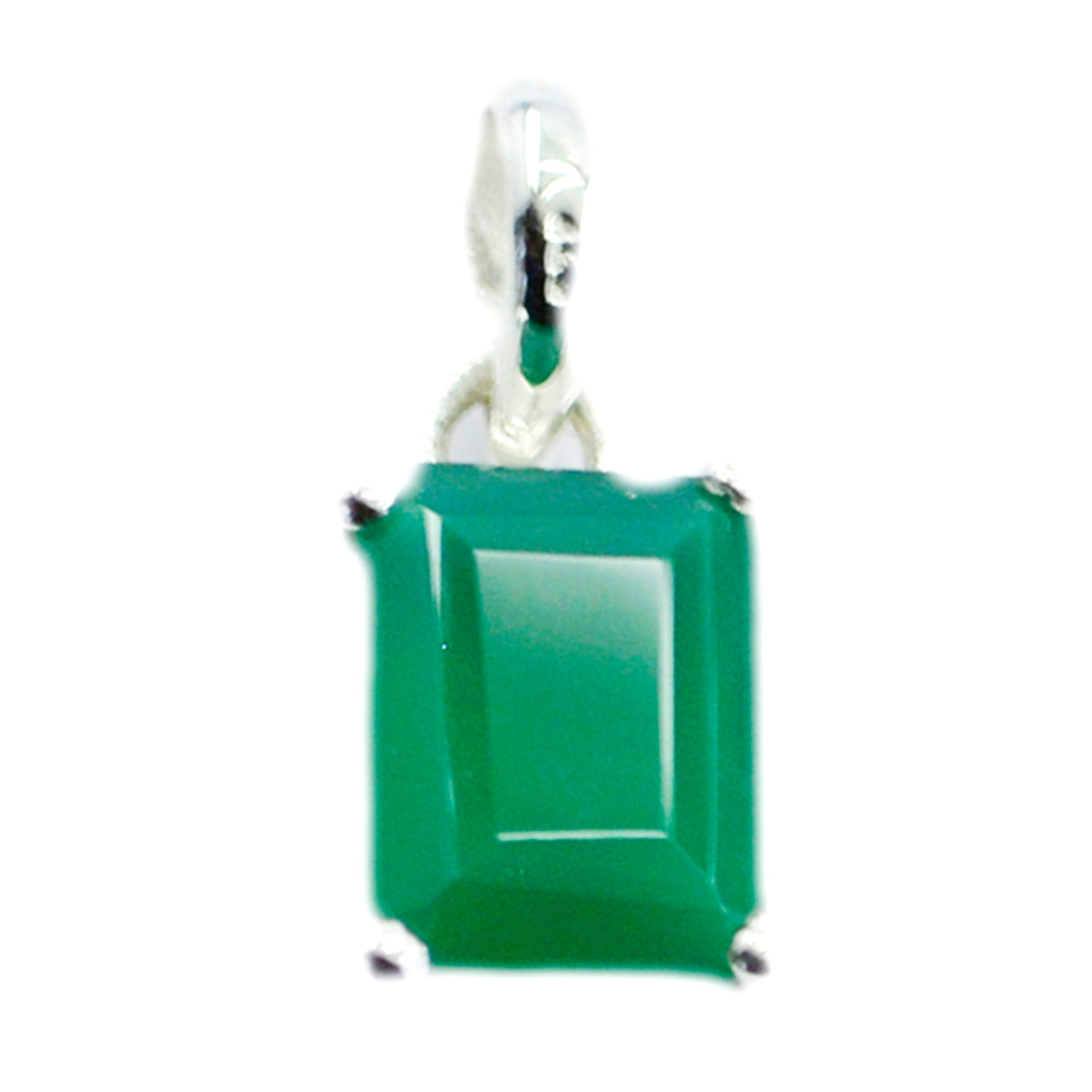Green Onyx Delicate German 92.5 Silver Solitaire Green Pendant