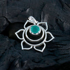 Green Onyx Dainty German Sterling Silver Solitaire Hazel Rope-Wire Green Pendant Jewellery