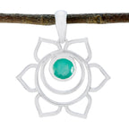 Green Onyx Dainty German Sterling Silver Solitaire Green Pendant