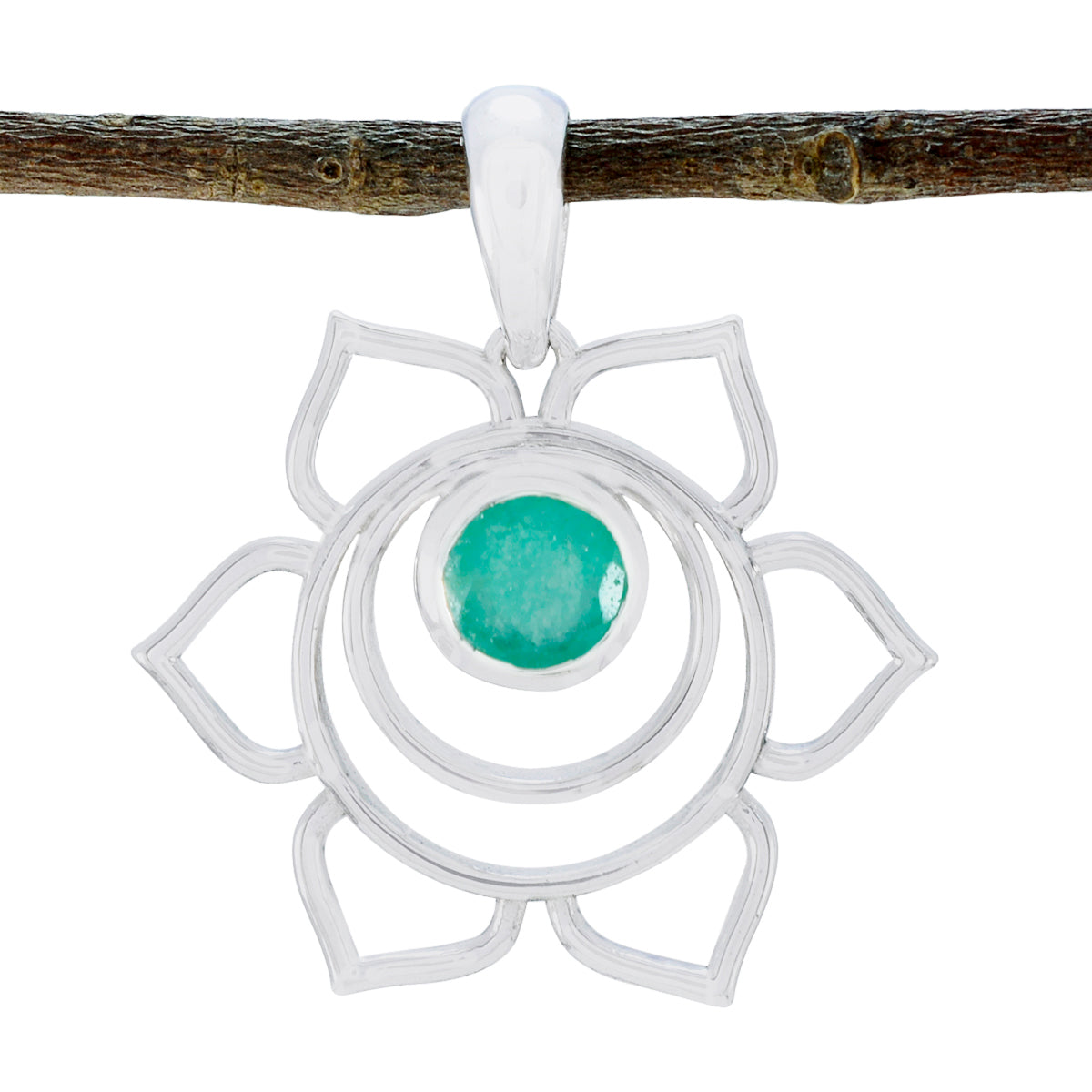 Green Onyx Dainty German Sterling Silver Solitaire Green Pendant