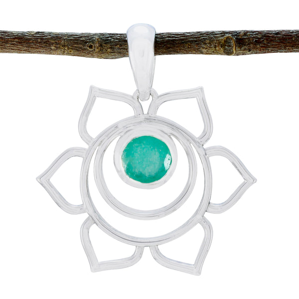 Green Onyx Dainty German Sterling Silver Solitaire Green Pendant