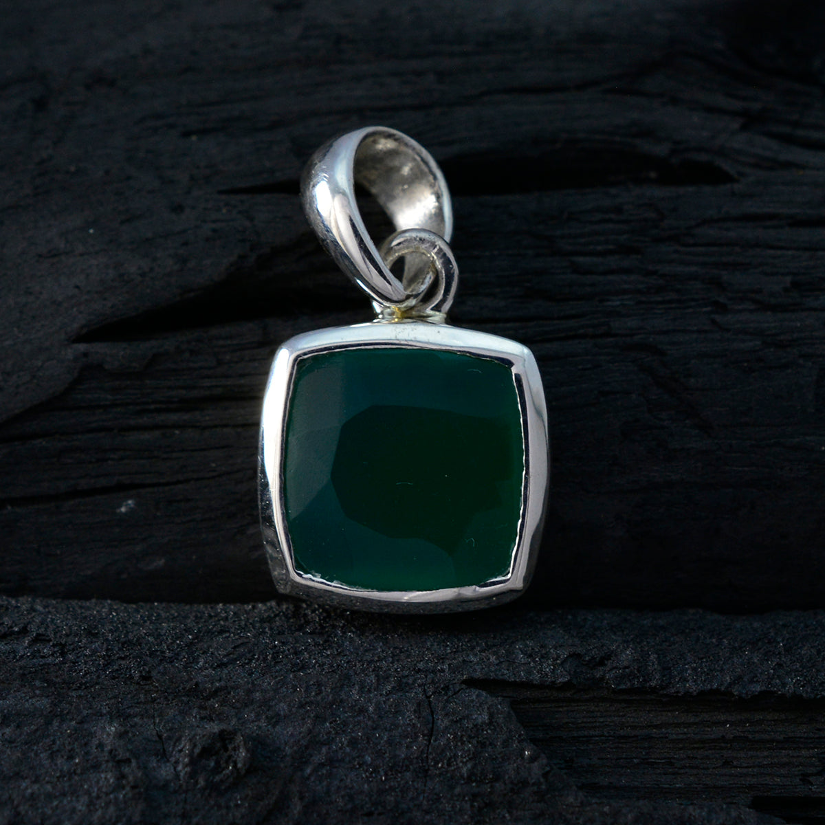 Green Onyx Dainty French Silver Solitaire Mila Engagement Green Pendant Jewelry