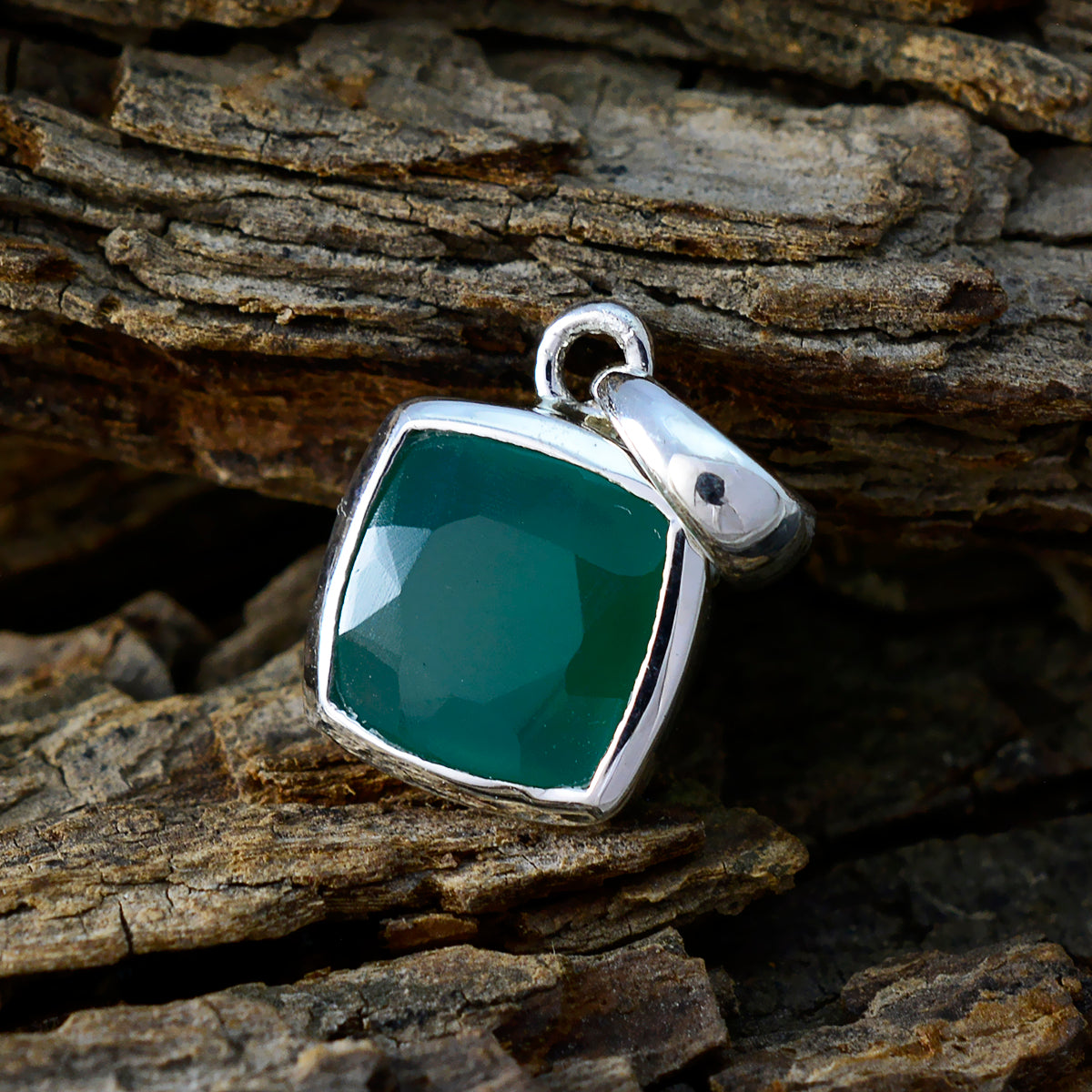 Green Onyx Dainty French Silver Solitaire Mila Engagement Green Pendant Jewelry