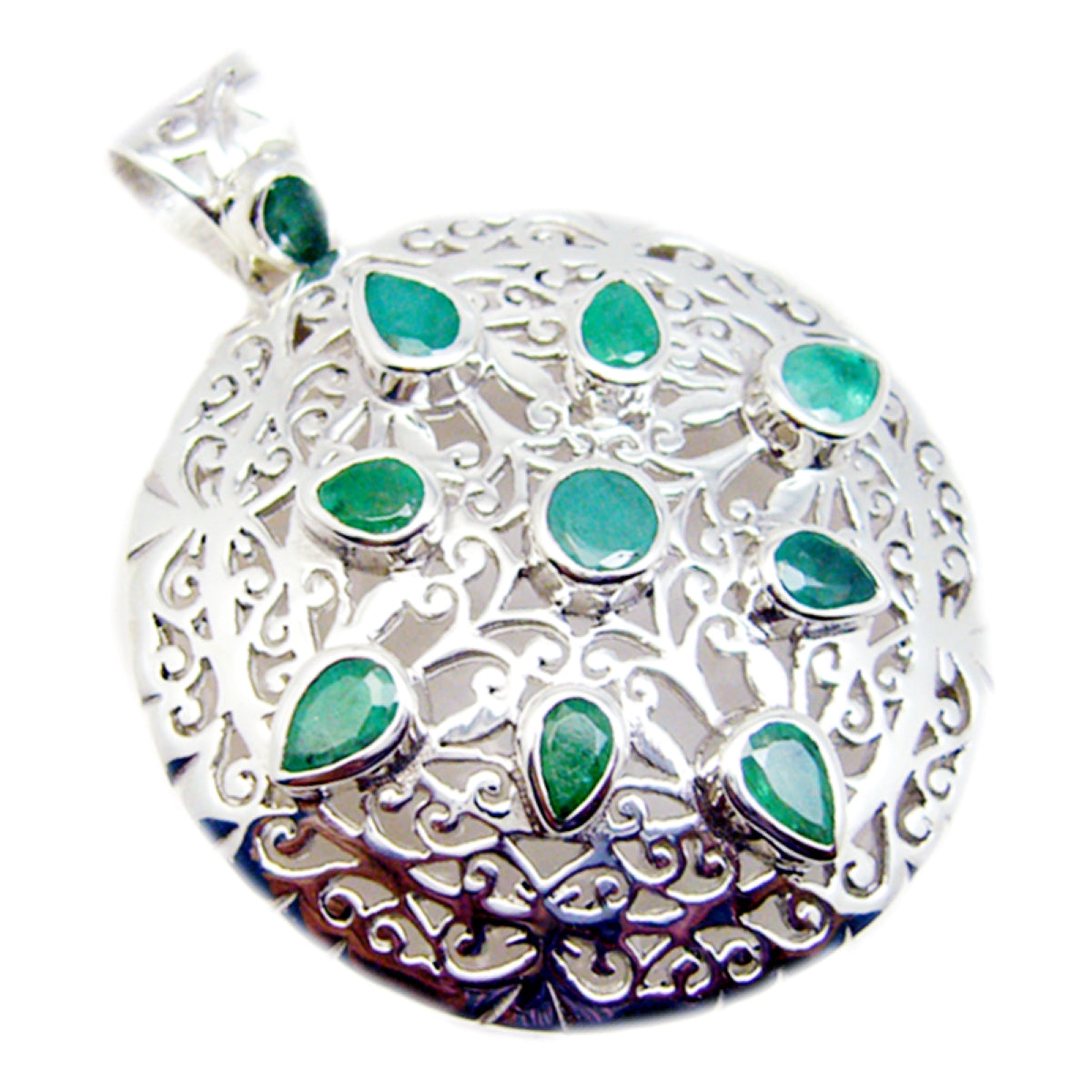 Green Onyx Statement Italian 925 Silver multiple Green Pendant