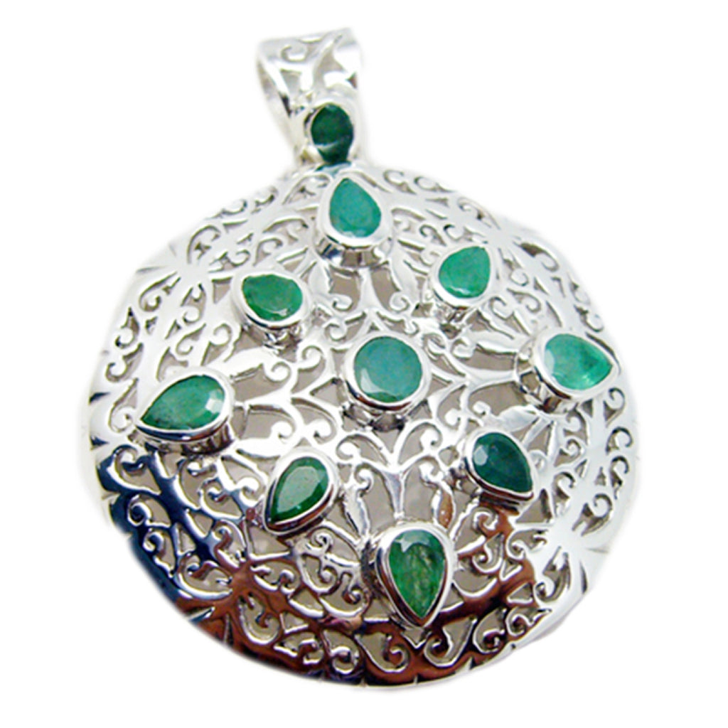Colgante antiguo de Katarina en plata 925 italiana con ónix verde