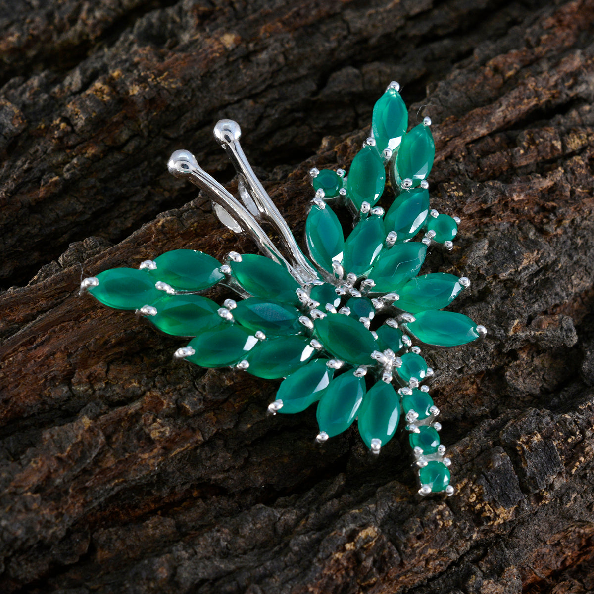 Groene Onyx Statement Russisch Zilver meerdere Lea Fairytale Groene Hanger Sieraden Secundaire afbeelding