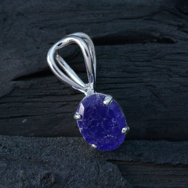 Indian Blue Sapphire Elegant Korean Silver Solitaire Hua wedding Blue Pendant Jewelry