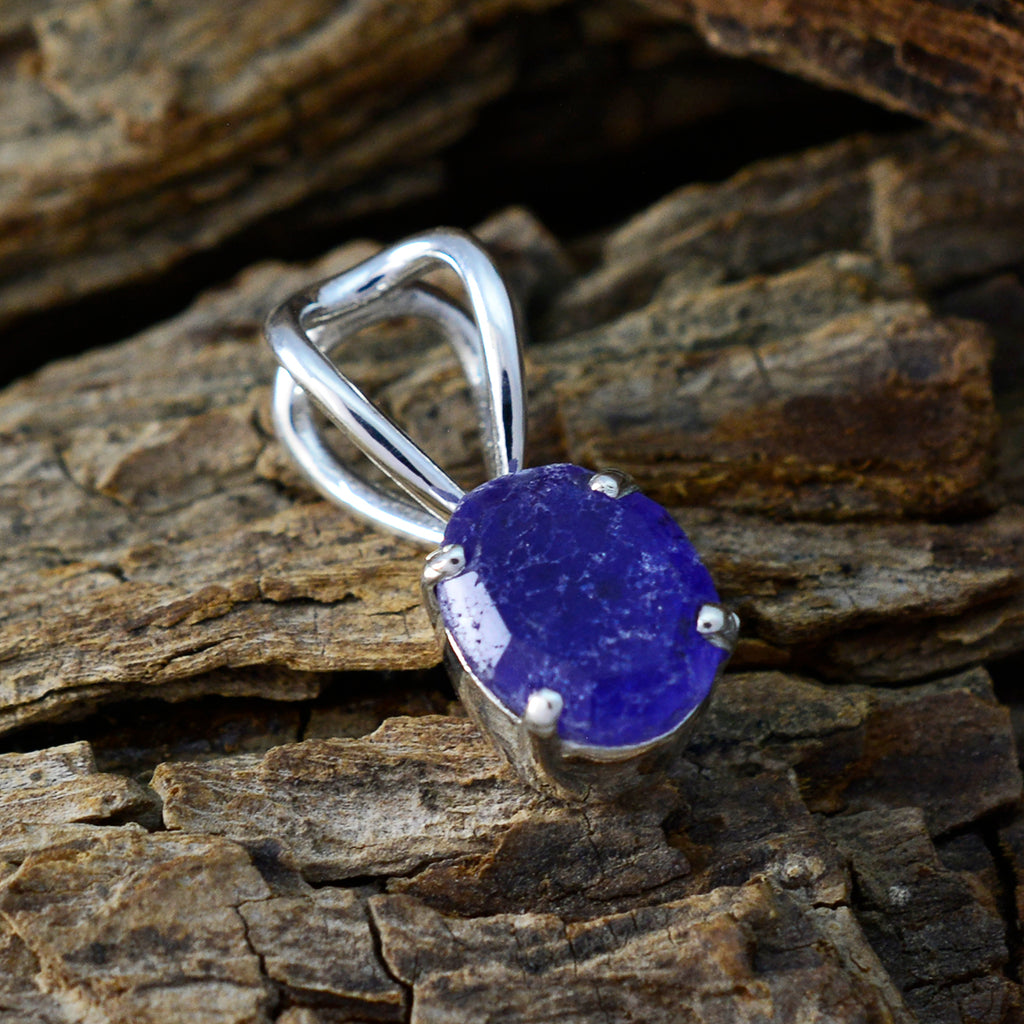Indian Blue Sapphire Elegant Korean Silver Solitaire Hua wedding Blue Pendant Jewelry