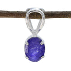 Indian Blue Sapphire Elegant Korean Silver Solitaire Blue Pendant