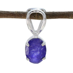 Indian Blue Sapphire Elegant Korean Silver Solitaire Blue Pendant