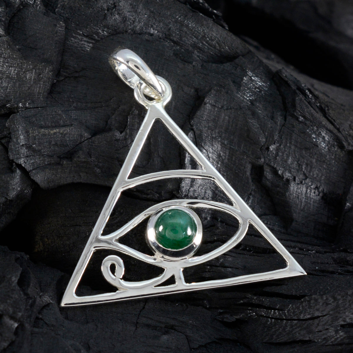 Indian Emerald Whisper-thin French 92.5 Silver Solitaire Gabriela Rope-Wire Green Pendant Jewellery