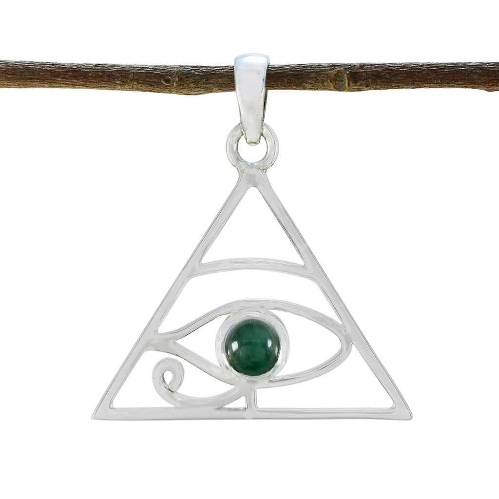 Indian Emerald Whisper-thin French 92.5 Silver Solitaire Green Pendant