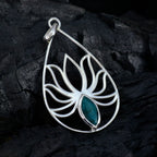 Indian Emerald Dainty German 92.5 Silver Solitaire Emma Rope-Wire Green Pendant Jewellery