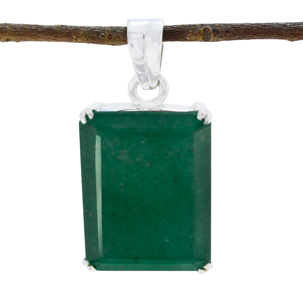 Indian Emerald Statement Spanish 92.5 Silver Solitaire Green Pendant