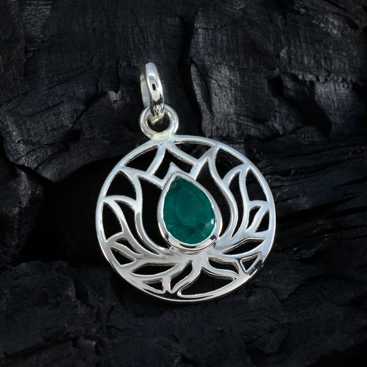 Indiase smaragd, sierlijke Spaanse 925 zilveren solitaire Camilla touwdraad groene hanger sieraden