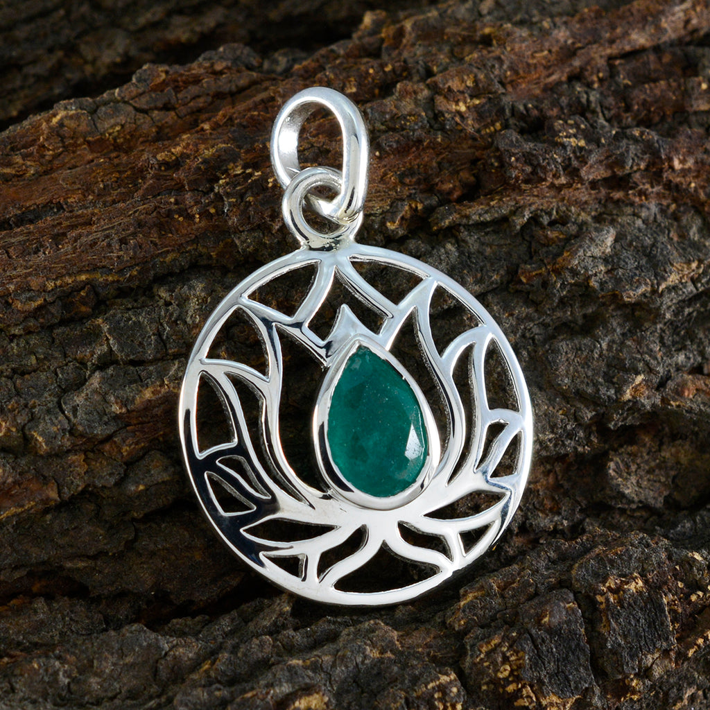 Indian Emerald Dainty Spanish 925 Silver Solitaire Camilla Rope-Wire Green Pendant Jewelry